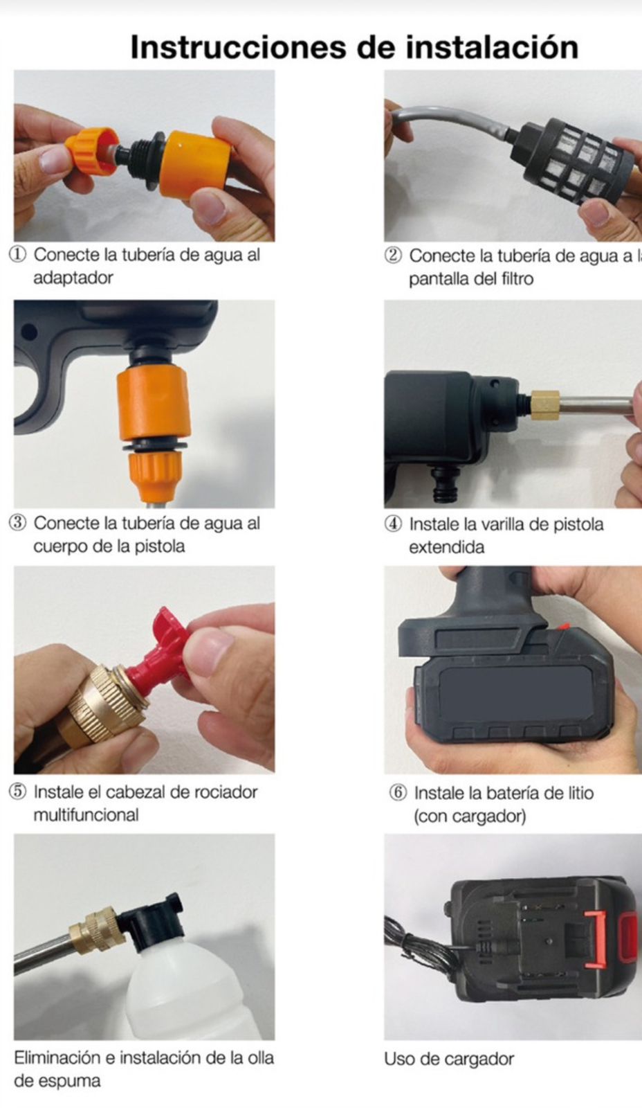 Hidrolavadora Portátil Recargable 20V con Batería y Boquillas Multipropósito